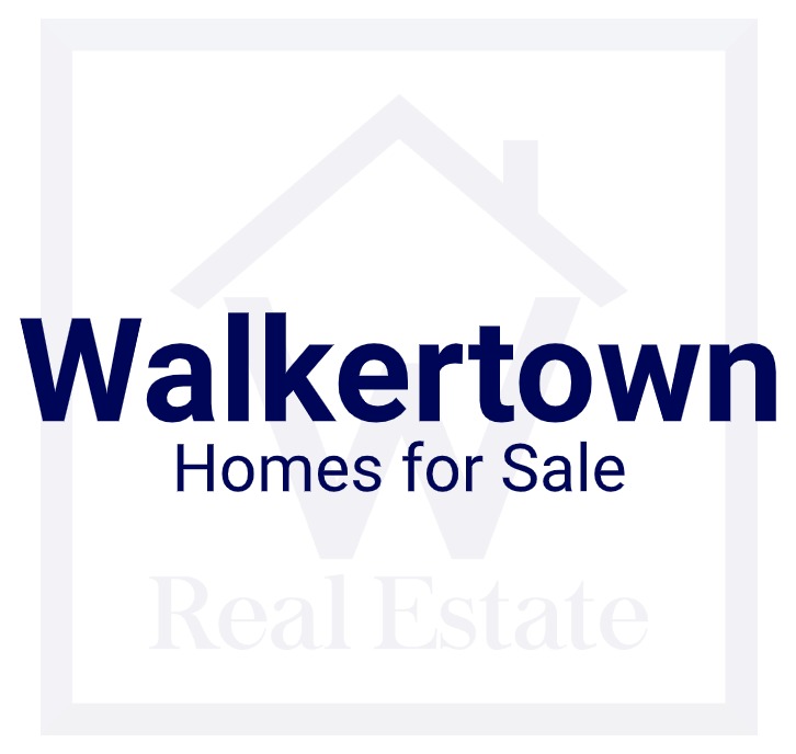 A custom pic showing the words "Walkertown Homes for Sale" over W Real Estate's logo.