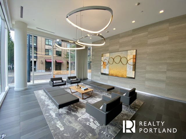 The lobby at the Cosmopolitan Condos of Portland