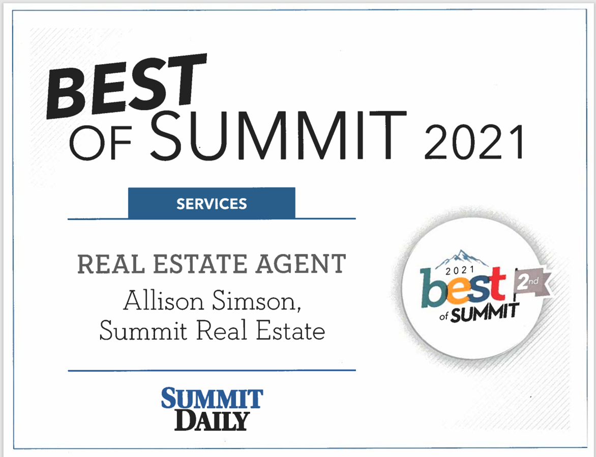 Summit Daily S Best Of Summit 21 Results Are In Allison Simson Summit Real Estate Is Best Of Summit S Real Estate Agent 2nd Place