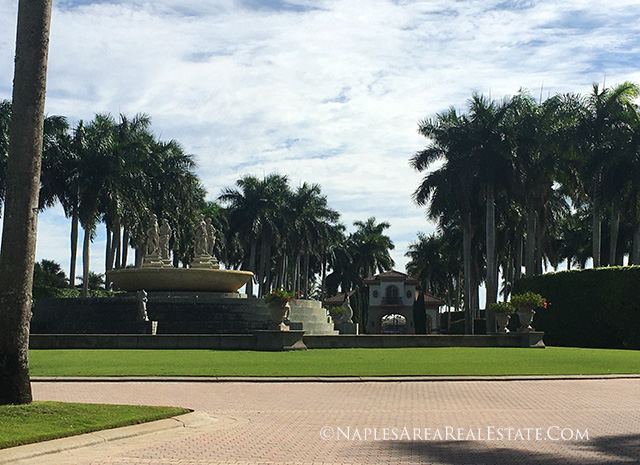 Miromar Lakes, Miromar-lakes-beach-golf-club-entrance-fountain