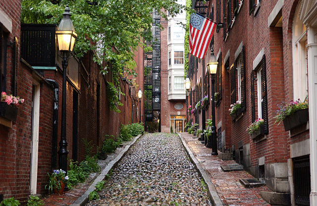 Beautiful houses in Beacon Hill, Boston, Massachusetts Stock Photo