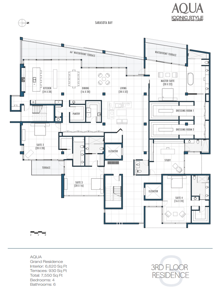 Floor Plan of 3rd Floor Residences in Aqua
