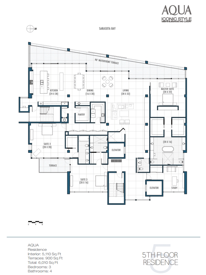 Floor Plan of 5th Floor Residences in Aqua