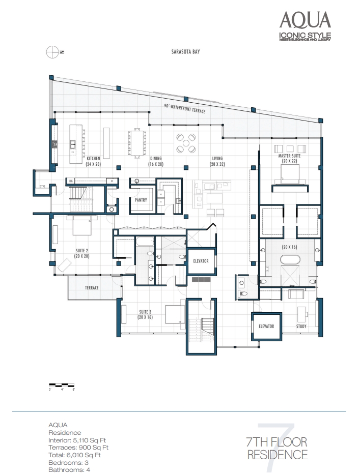 Floor Plan for 7th Residence in Aqua