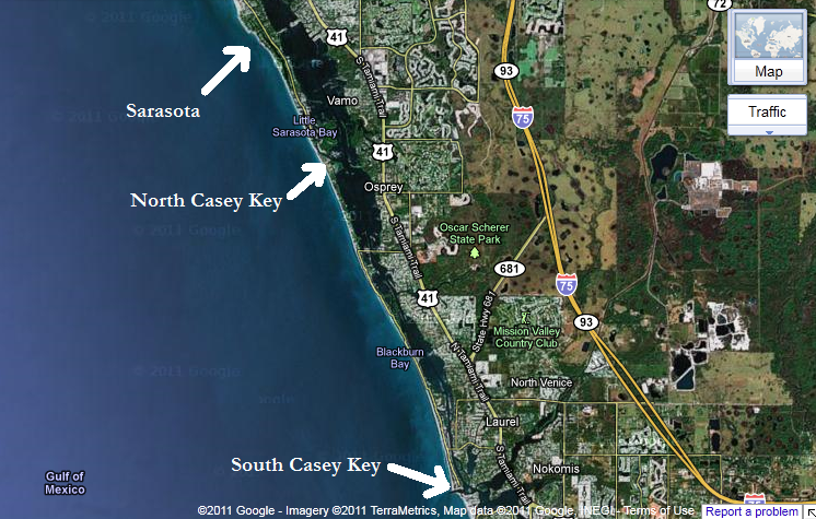 Casey Key Map of Beachfront Homes