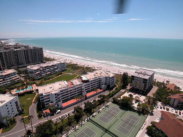 Aerial view of Sarasota beach condo