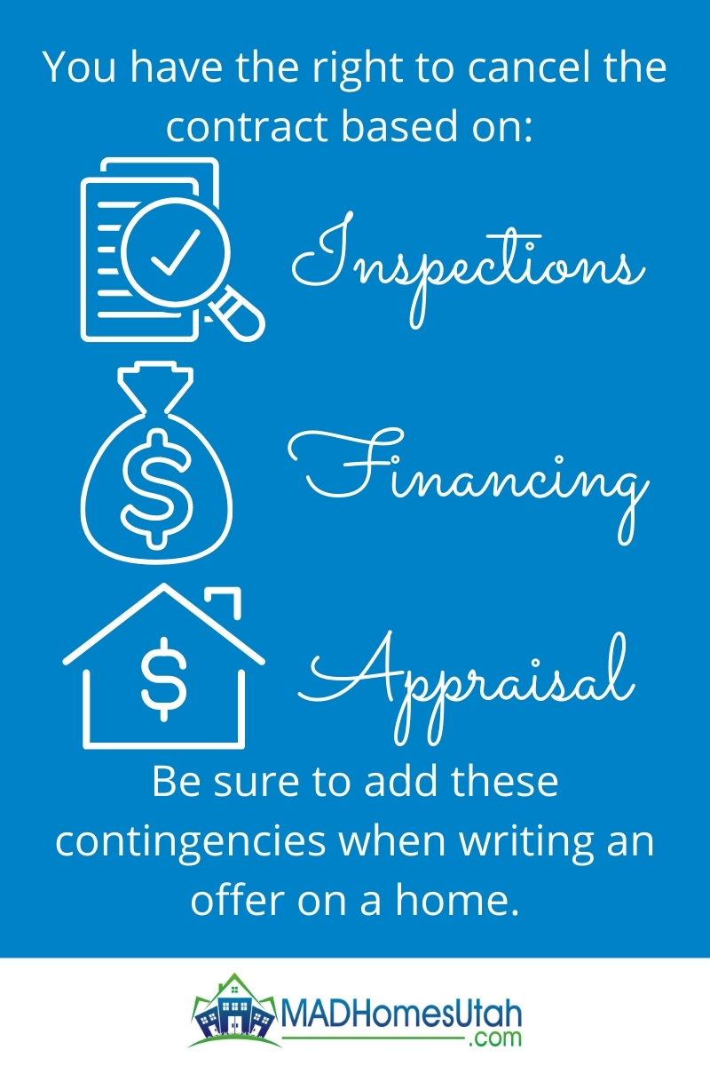 Image for  being able to cancel contract based on inspections, financing, and appraisal.