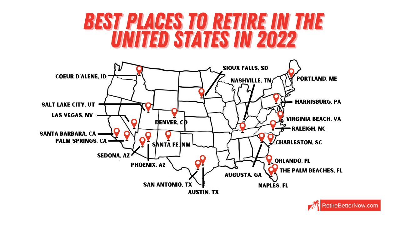 22 Best Places to Retire in US 2022 Map