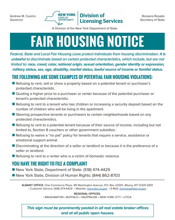 NY Fair Housing Notice
