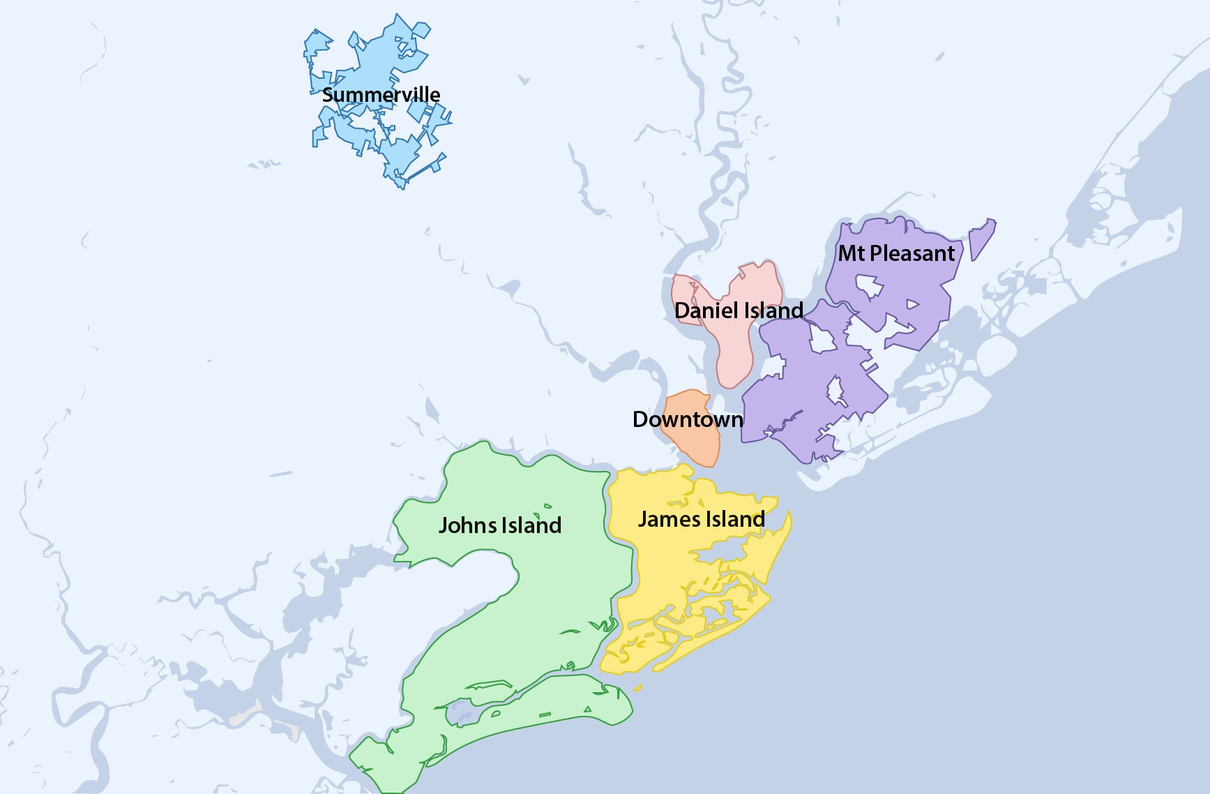 best places to live in charleston_map
