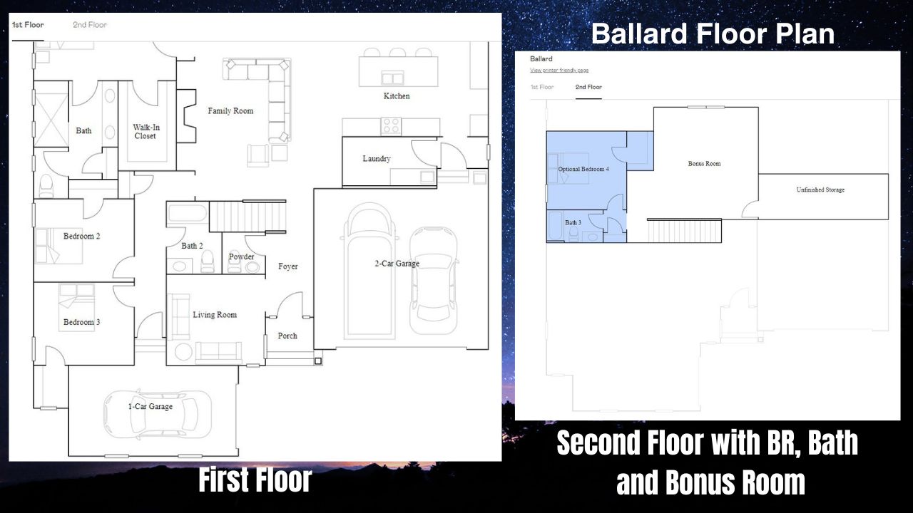 Ballard Floor Plan, First Floor, Second Floor at Imagery on Mtn Island