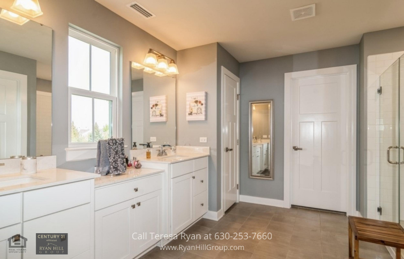 Real Estate in Yorkville, IL - Get rid of stress in this Yorkville, IL home's master bathroom with calming vibes.