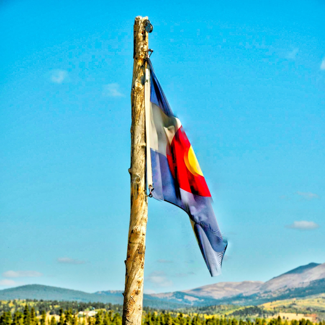 Colorado Flag on a log pole