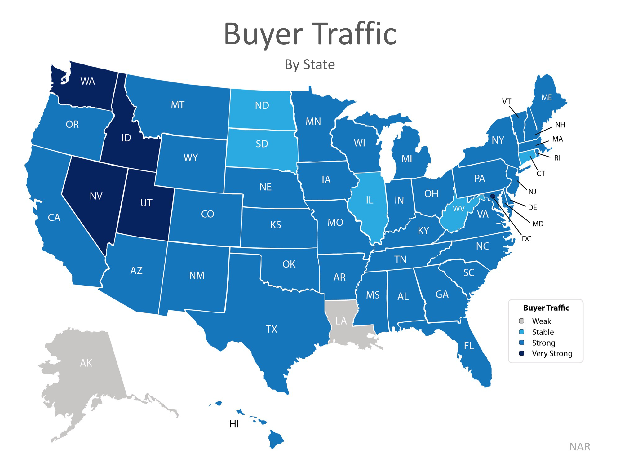 Buyer traffic by state map infographic