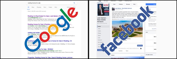 Facebook and Google screenshots