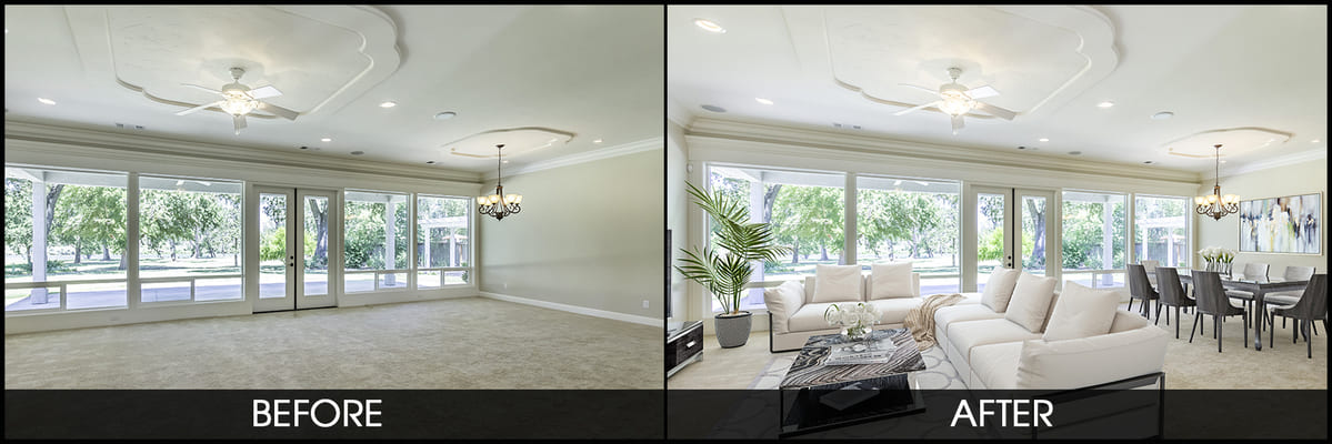 Virtual Staging: before and after example.