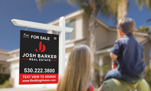 people looking at a house with a For Sale advertisement by Josh Barker Real Estate