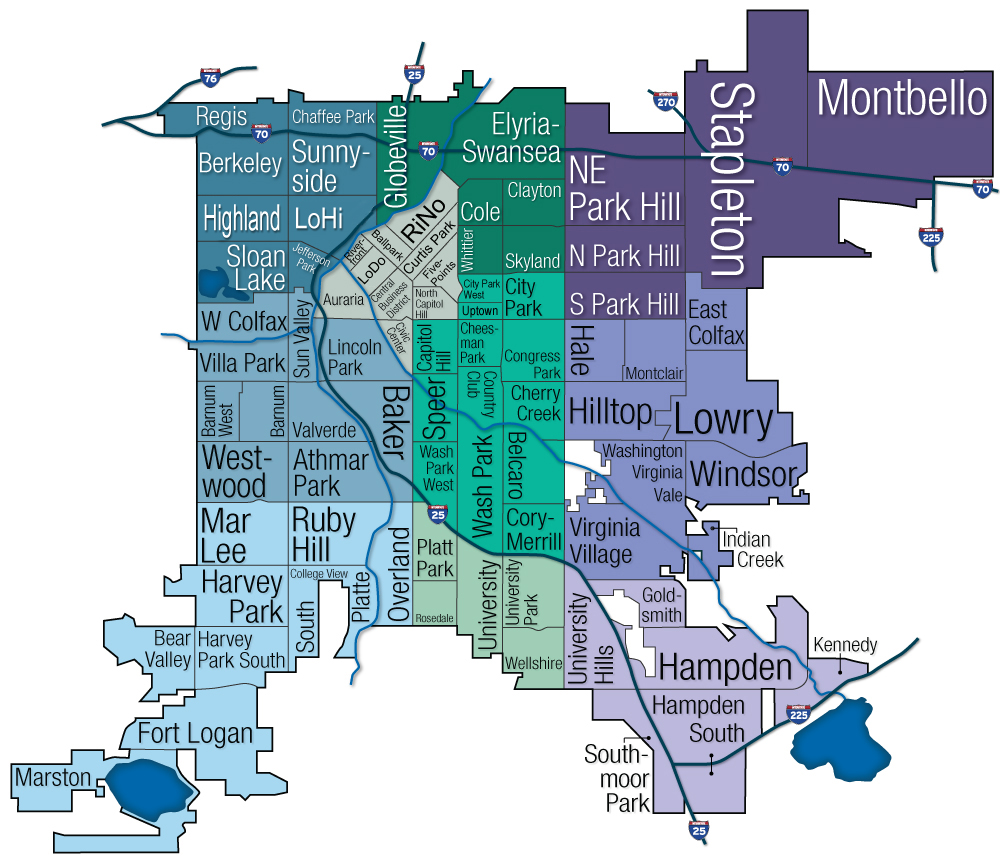 Denver CO Neighborhoods And Communities Denver Real Estate Search By   Denver Neighborhood Map 