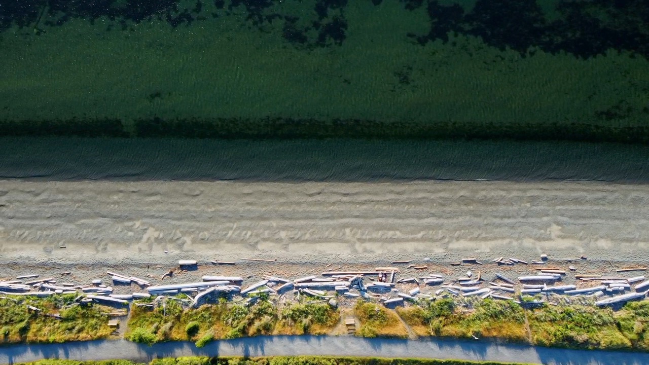 Aerial View of Piper Lagoon Beach at sunrise 