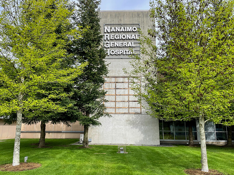 Front entrance of Nanaimo Regional General Hospital