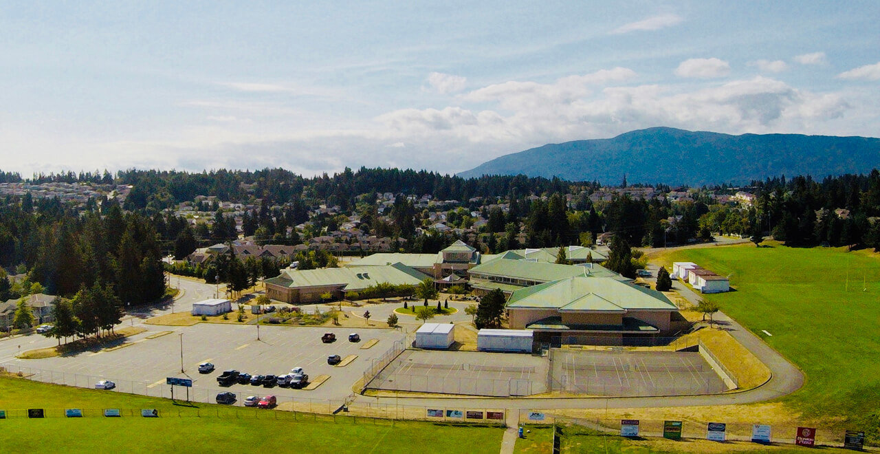 Aerial view of Dover Bay Secondary School and McGirr Elementary Schools