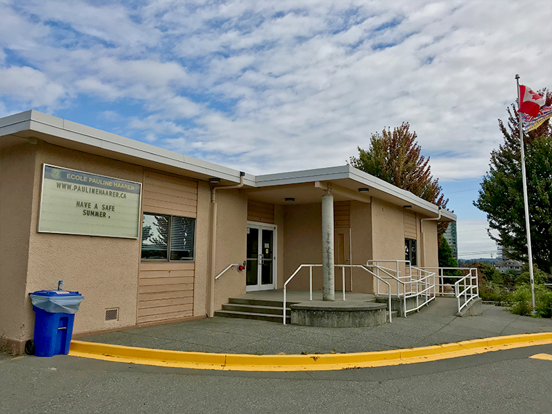 Enterance to École Pauline Haarer Elementary School in Old City District of Nanaimo