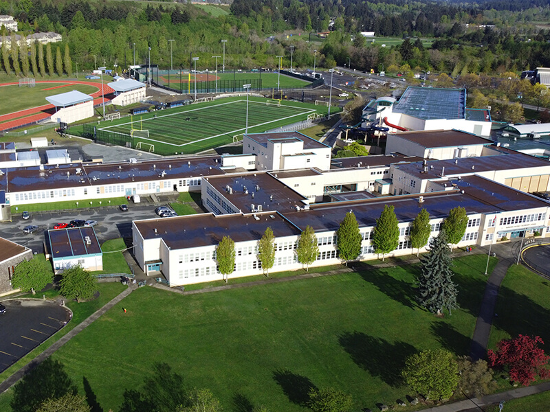 NDSS High School with Sports Fields in the background