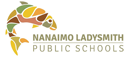 Jumping fish logo of the Nanaimo Ladysmtih School District