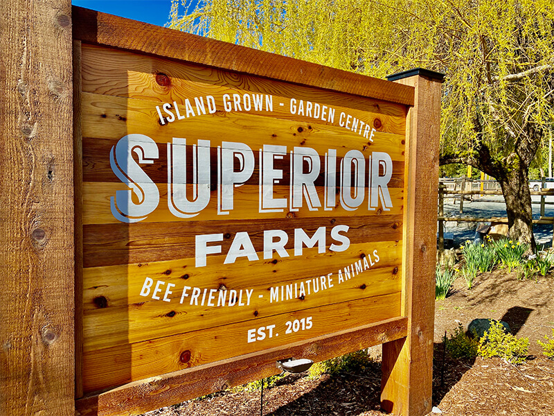 Superior Farms rustic wooden sign 