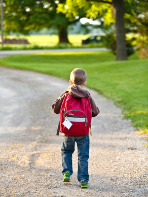 Child walking to School in Dover Bay