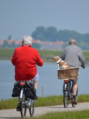 Retiree's riding bike at the Nanaimo harbour front