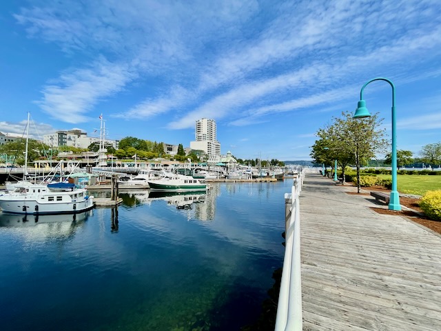 Nanaimo Harbour with boats docked 