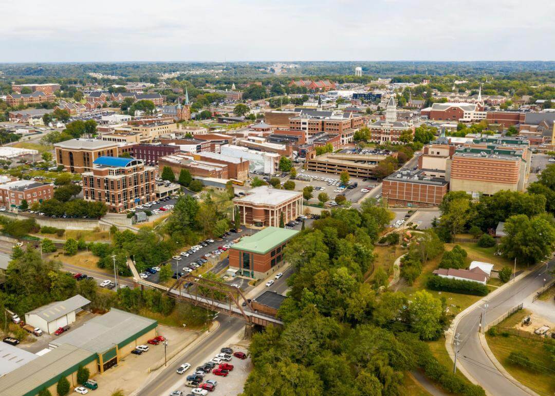 #14. Clarksville, Tennessee Aerial view of Clarksville.