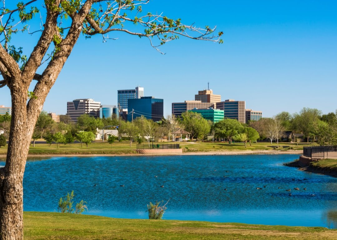 #3. Midland (tie) Midland Texas skyline and lake