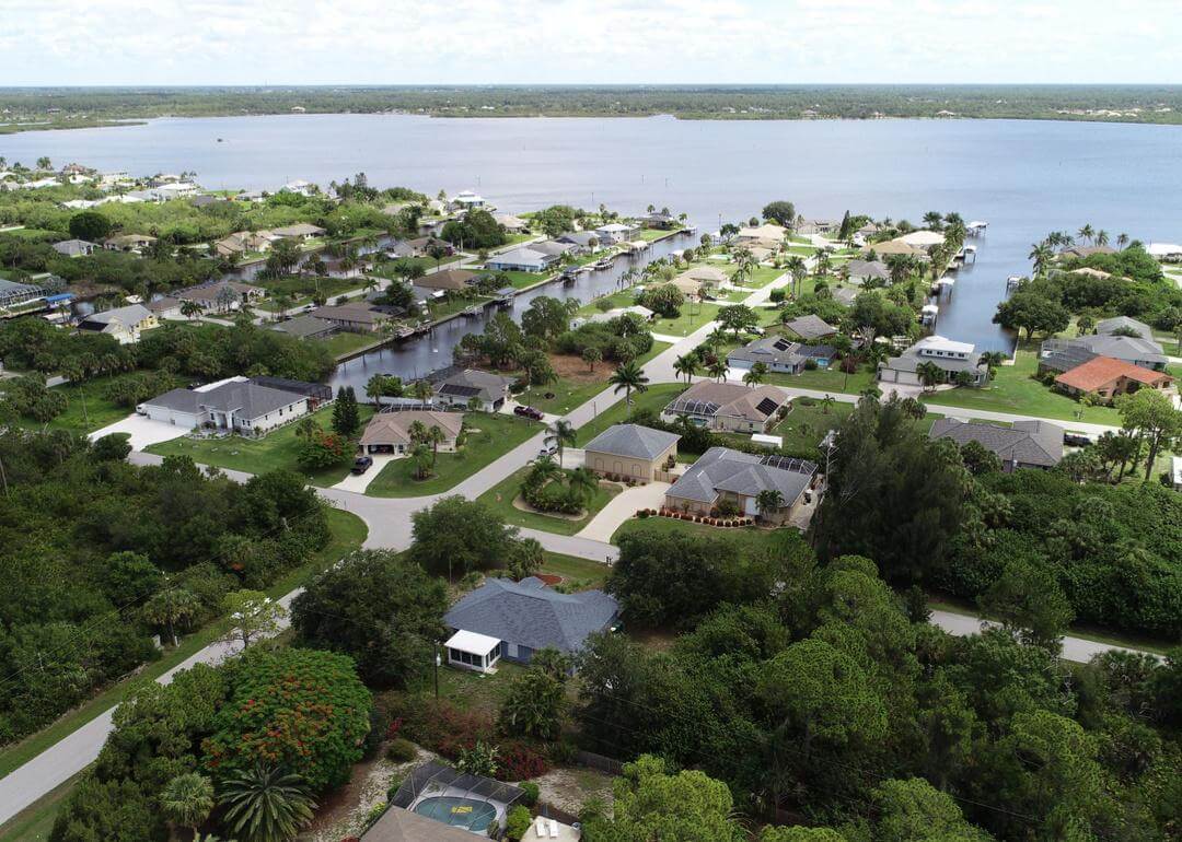 #4. North Port, Florida Aerial view of Myakka River looking north from Gulf Cove.