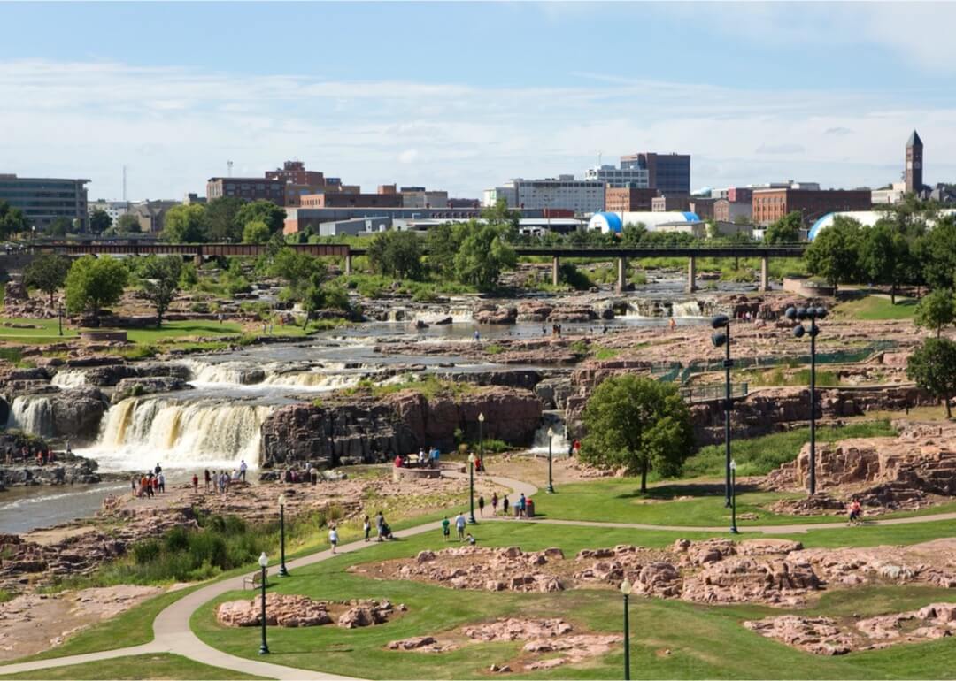 #2. Sioux Falls, South Dakota Tourists visit Falls Park in Sioux Falls.