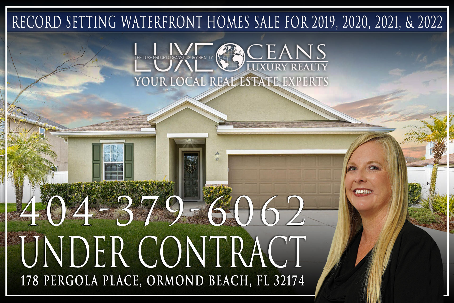 Ormond Beach Florida Waterfront Homes For Sale. 178 Pergola Place in Ormond Beach is now under contract. The LUXE Group at Oceans Luxury Realty 386-299-4043