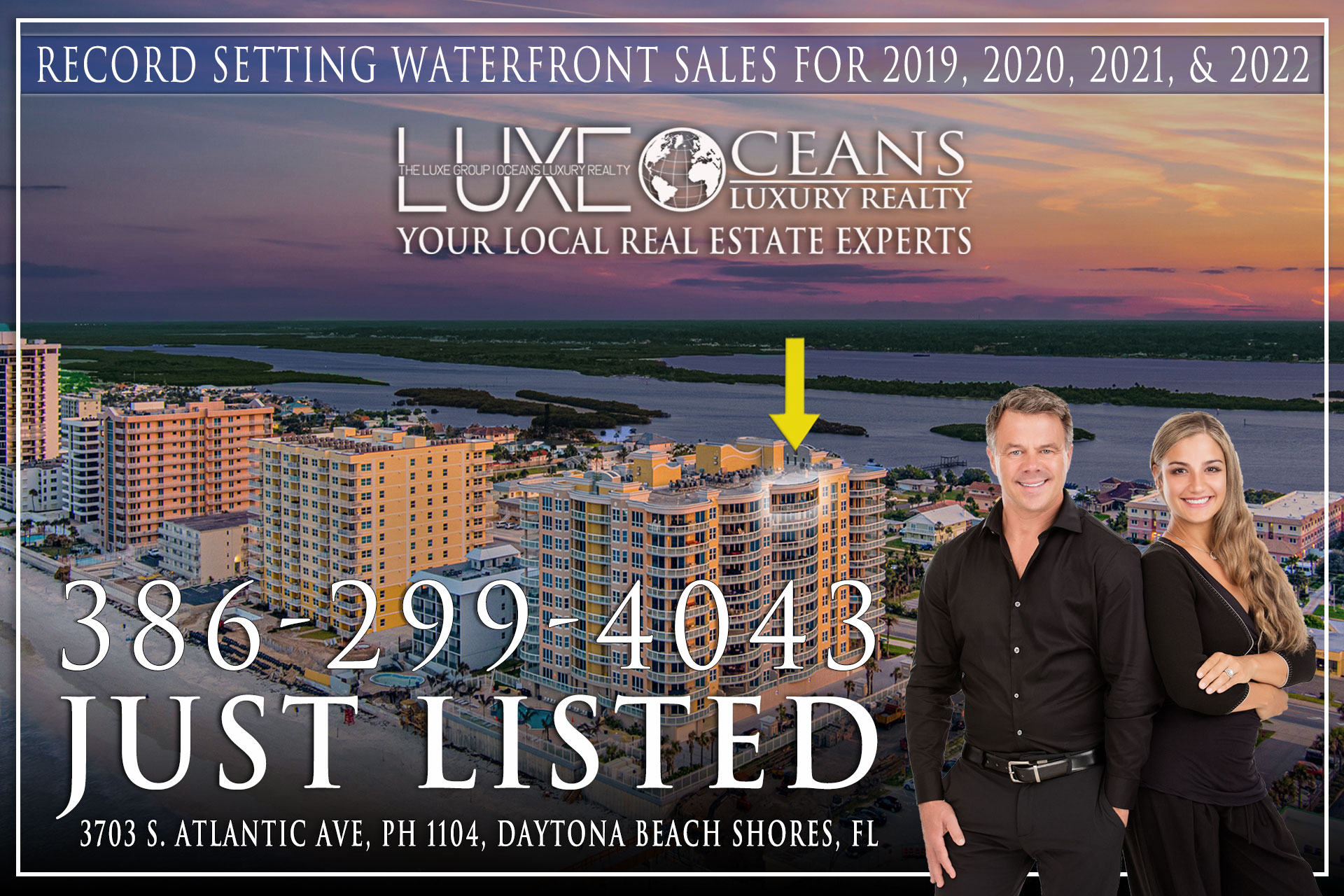 Ocean Villas Luxury Oceanfront Condos For Sale. Penthouse Condo Unit 1104 Just Listed. 3703 S Atlantic Ave Daytona Beach Shores, FL | The LUXE Group at Oceans Luxury Realty 386-299-4043