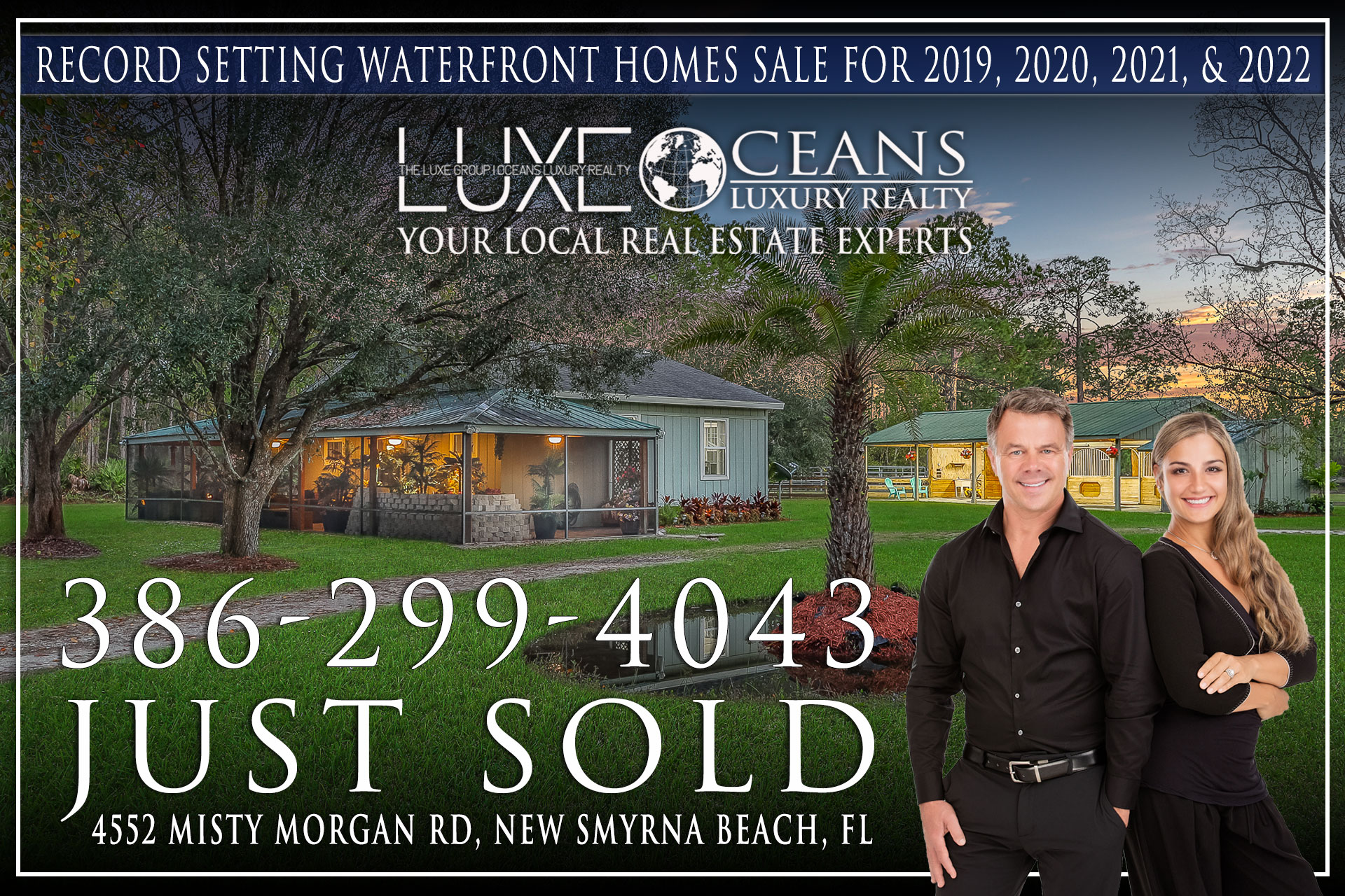 Just Sold 4552 Misty Morgan Road New Smyrna Beach, Florida Real Estate For Sale. The LUXE Group at Oceans Luxury Realty 386-299-4043