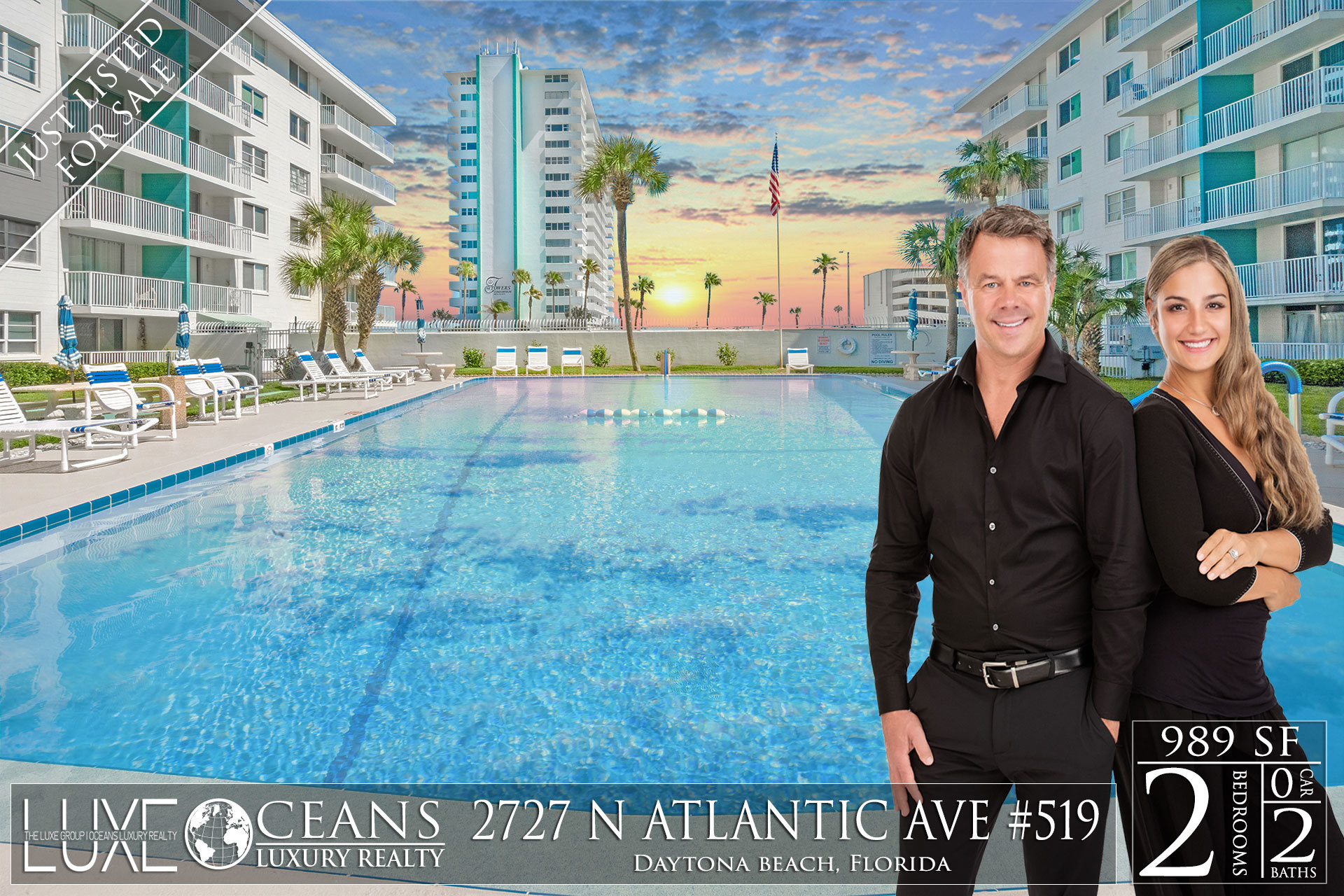 Bellair Ocean View condos For Sale at 2727 N Atlantic Ave 519 Daytona Beach The LUXE Group 386-299-4043