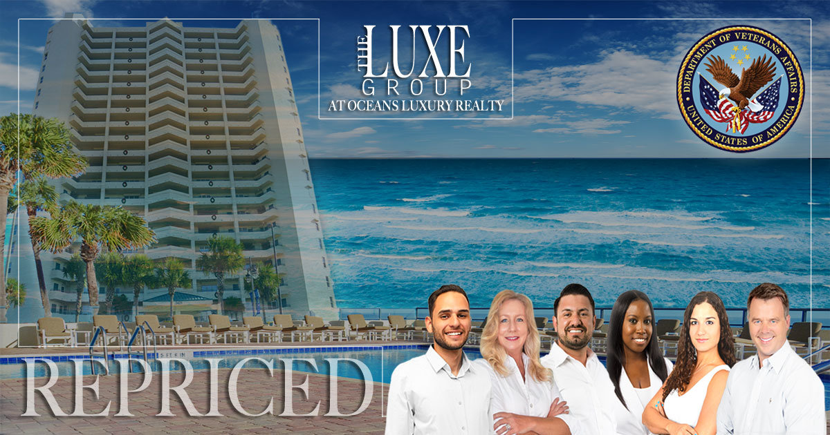 VA Approved Oceanfront Condo For Sale in Tower Ten. Daytona Beach Shores, FL | The LUXE Group 386-299-4043