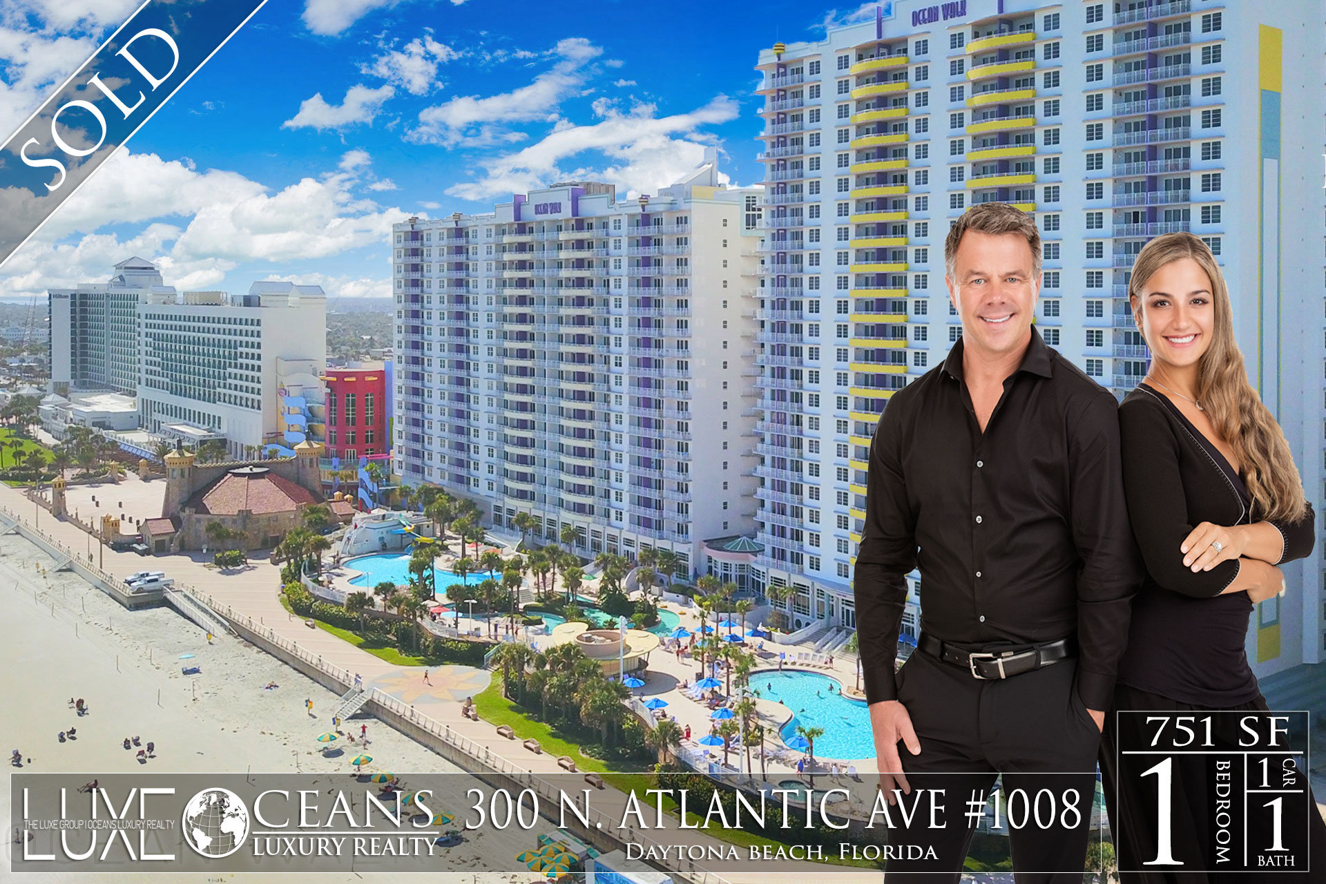 Ocean Walk Condos For Sale 300 N. Atlantic Ave  Real  Daytona Beach Shores. Unit 1008 Sold