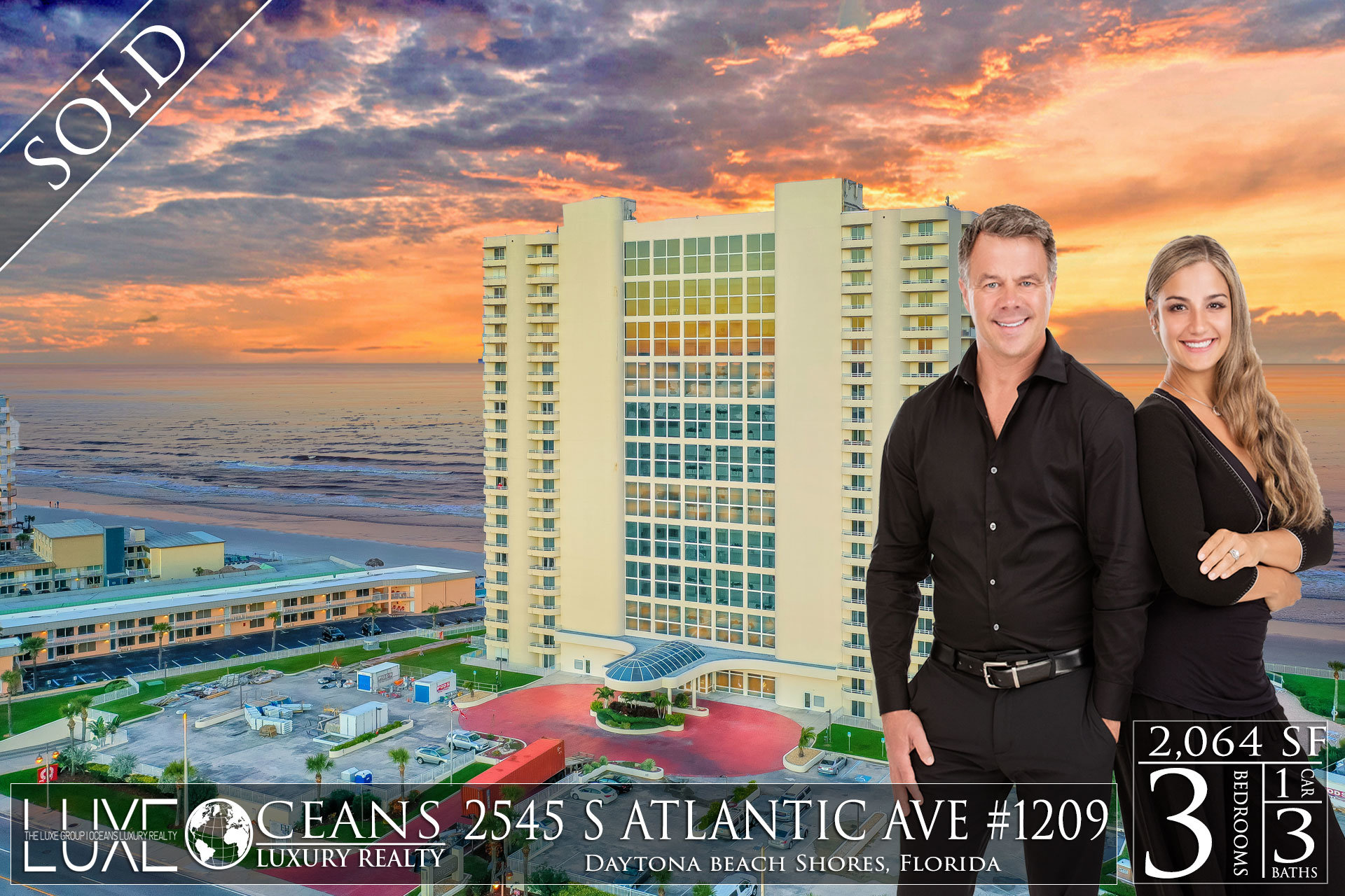 Peninsula Condos For Sale Oceanfront Real Estate at 2545 S Atlantic Ave Daytona Beach Shores, FL 1209  Sold