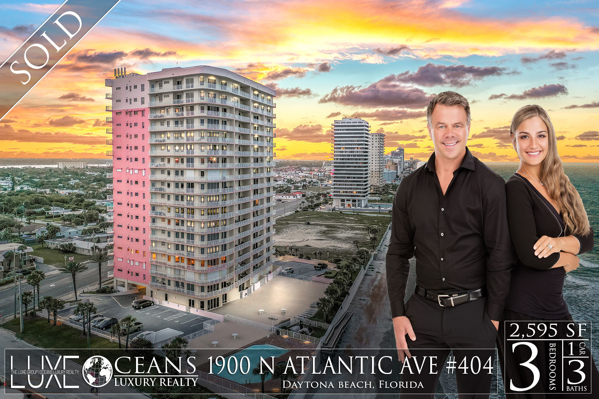 Island Crown oceanfront condos at 1900 N Atlantic Ave Daytona Beach Unit 404  Just Sold The LUXE Group 386-299-4043