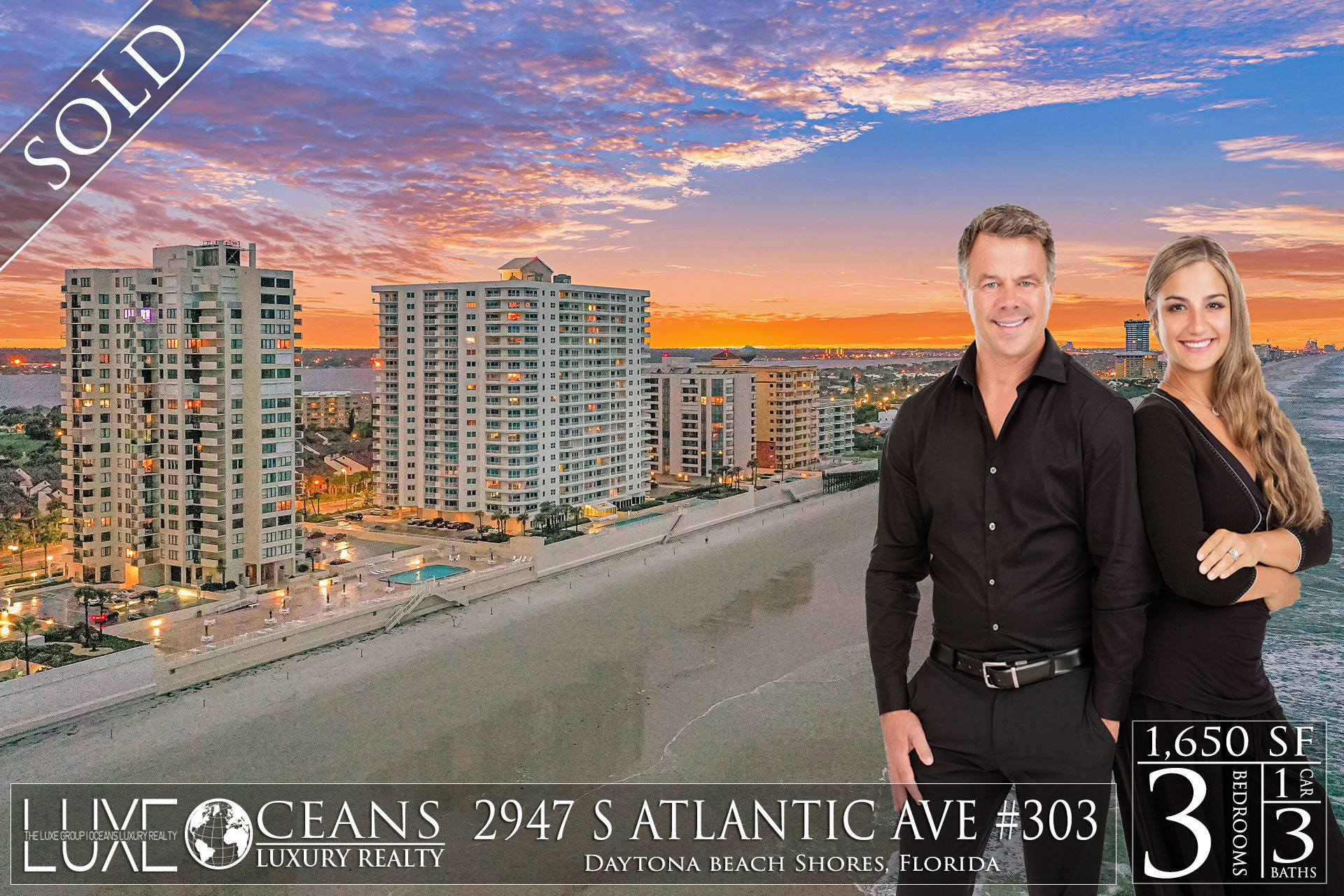 Oceans Seven Condos For Sale Oceanfront Real Estate at 2947 S Atlantic Ave Daytona Beach Shores, FL  Unit 303 Just Sold
