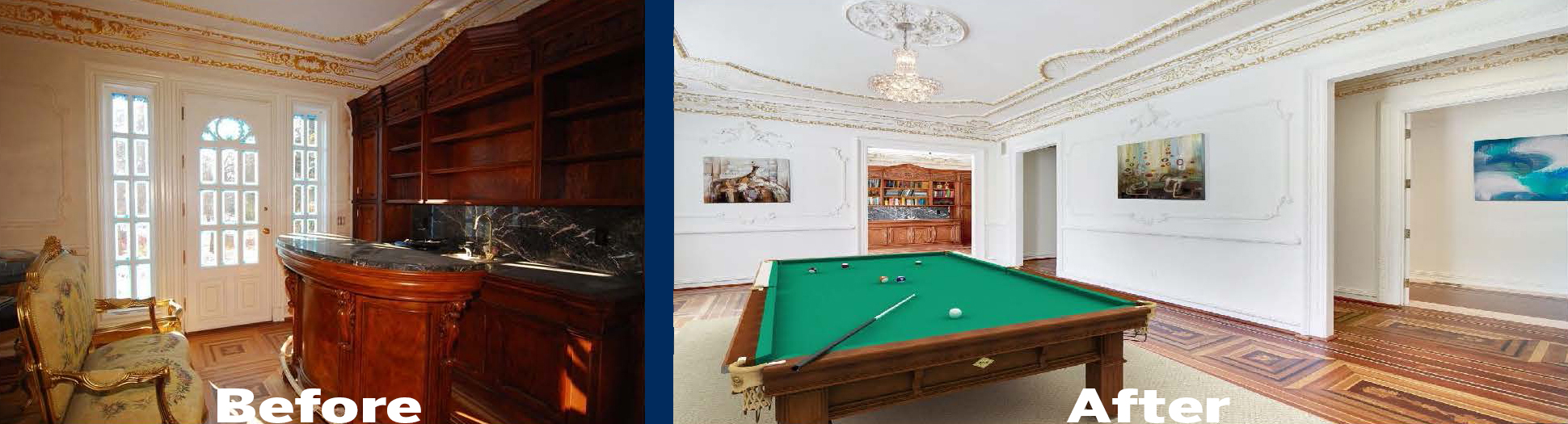 Billiard Room Before & After