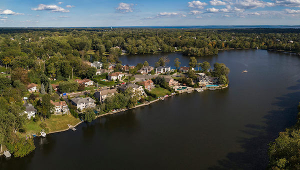 Eastchester, New York, View of Homes and Water in Eastchester