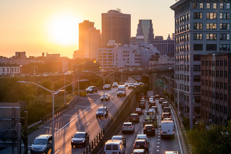 Rush Hour Traffic on the Grand Central Parkway in New York City