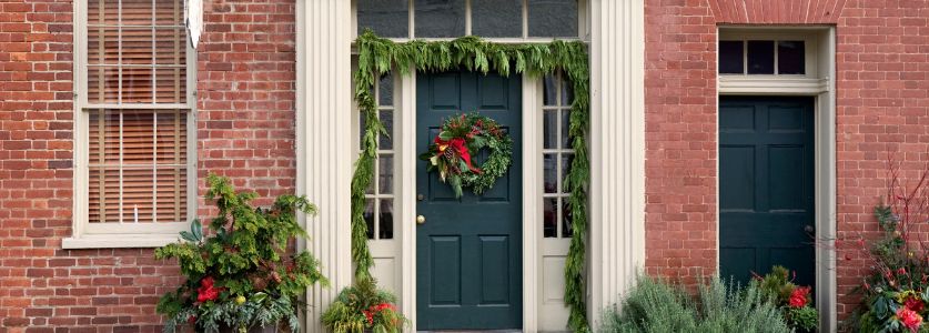 front porch with holiday decor