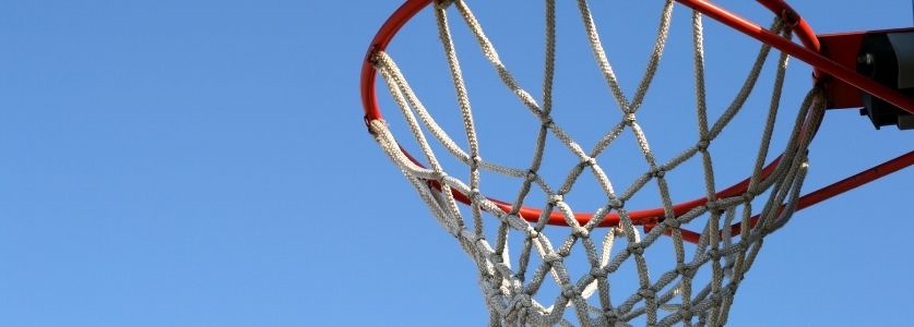 basketball hoop under a clear blue sky